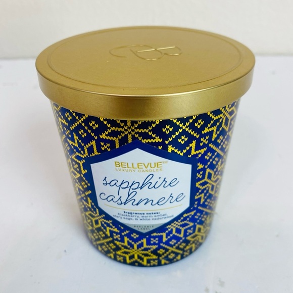 Bellevue Luxury Candle in Sapphire Cashmere Scent 12oz - Picture 2 of 5